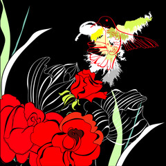 Fototapeta na wymiar Decorative card with stylized bird