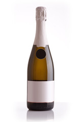 Champagne bottle isolated against a white background © Joel Calheiros