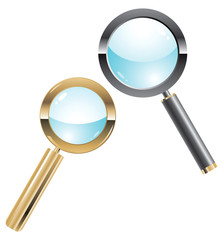 Vector illustration of two metal magnifiers