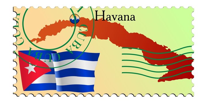 Havana - capital of Cuba. Vector stamp