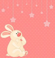 Vector cartoon little toy bunny with stars