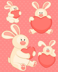 cartoon little toy bunny with heart