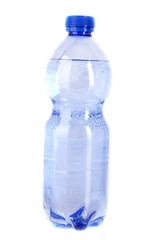 Sparkling water with drops isolated on white