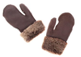 Leather gloves with a white background