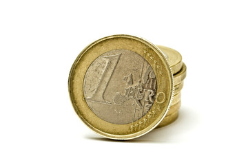 euro coins isolated on white