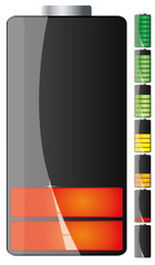 Set of Black battery charge showing stages of power