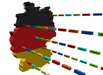 Germany map with lines of export containers illustration