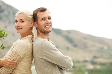 Young couple in love outdoors