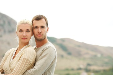 Young couple in love outdoors