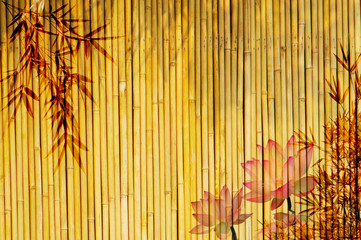 lotus and bamboo background .