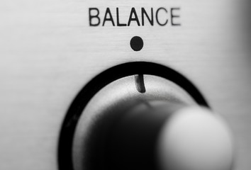 Balance knob on hifi amplifier