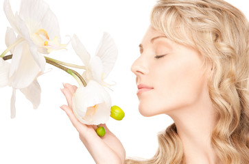 beautiful woman with white flower