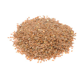 Brown Flax Seeds Isolated on White Background