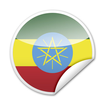 Pegatina bandera Etiopia con reborde