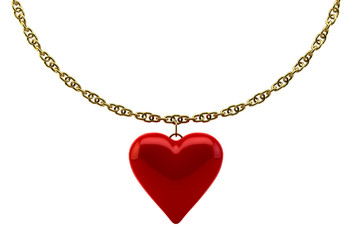 hearts with a gold chain on white background isolated