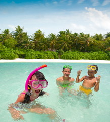 Children Playing in Ocean