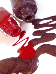Red and brown nail polish