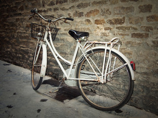 Old white bicycle