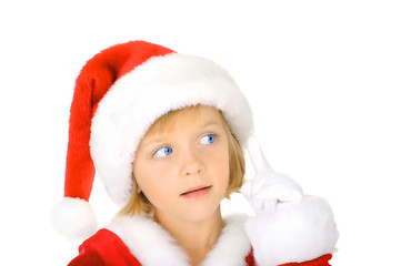 Cute little Santa Claus thinking