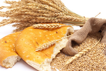 Bread with wheat and ears