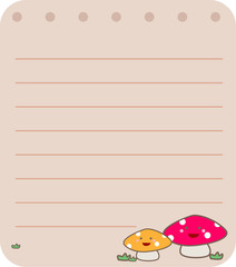 drawing, sheet of paper, note paper with mushroom