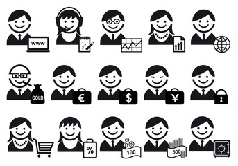business people vector icon set