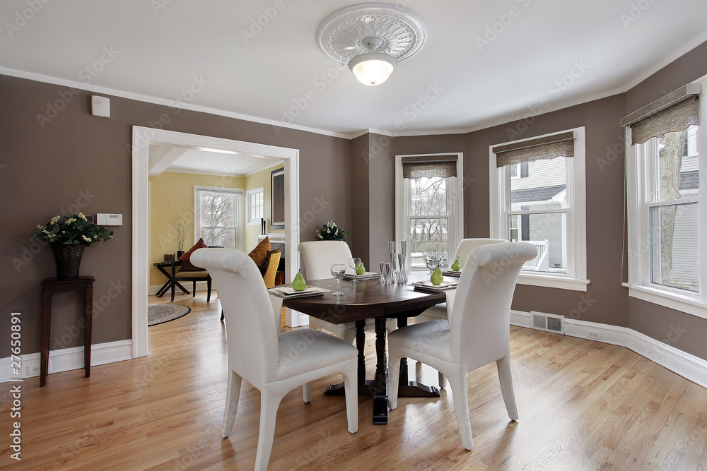 Wall mural dining room with wall of windows