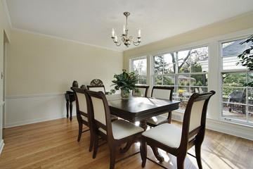 Dining room with patio view