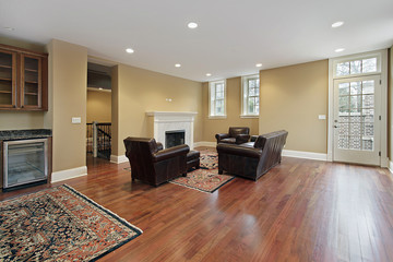 Foyer with cherry wood floors