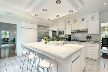 Kitchen with white cabinetry