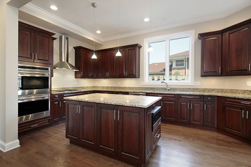 Kitchen with cherry wood cabinetry