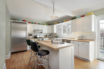 Kitchen with wood island