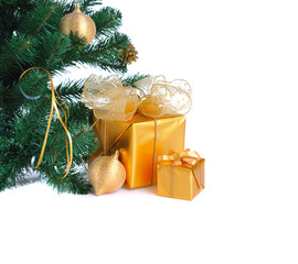 Naklejka na ściany i meble golden Christmas gifts