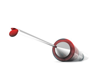 Blood filled syringe