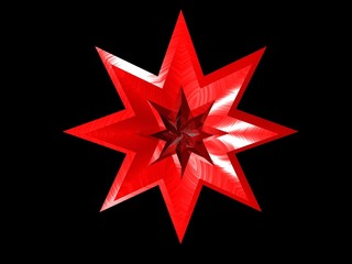 3D Stern 8 Strahlen rot