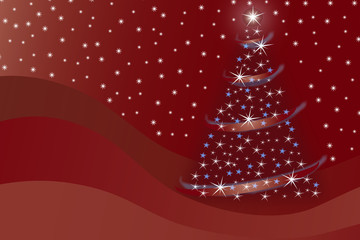 Abstract christmas tree on red background