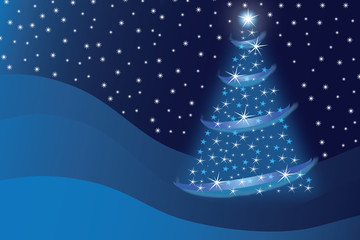Abstract christmas tree on blue background