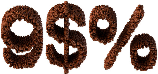 Roasted Coffee font 9, dollar currency and percent