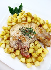 côte de porc et pomme de terre sautée
