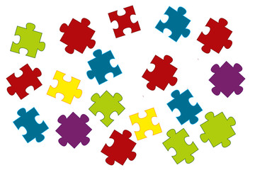 Puzzleteile auf weißem Hintergrund