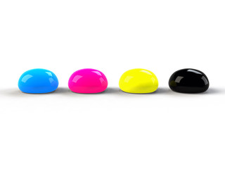 CMYK paint drops