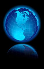 World on black background North & South America