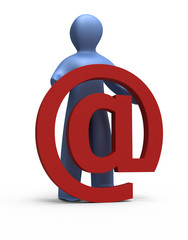 Little human hold a big red email symbol