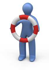 Little man life-guard with a life belt