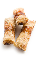 spring rolls on white background