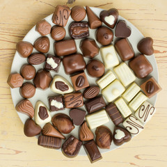 various chocolate pralines