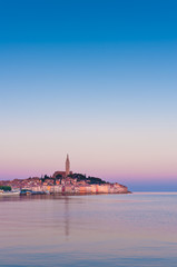 Fototapeta premium Rovinj old town in Croatia, Adriatic coast, sunrise light.