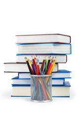 Back to school concept with books and pencils