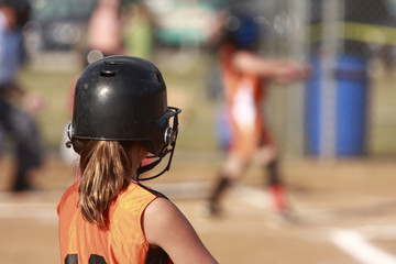Softball players on the field