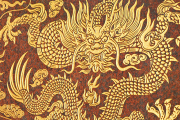 golden dragon decorated,chinese style ,temple in Thailand